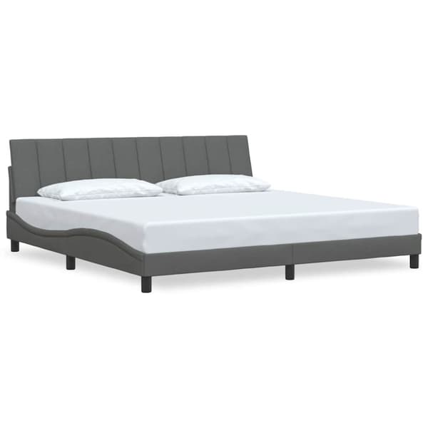 Bed Frame without Mattress "Hanko" Dark Grey 200x200 cm Fabric