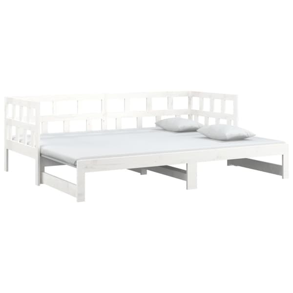 Bäddsoffa vit massiv furu 2x(90x200) cm