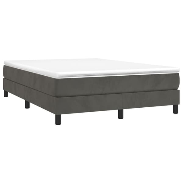 Ramsäng med madrass mörkgrå 140x190 cm sammet