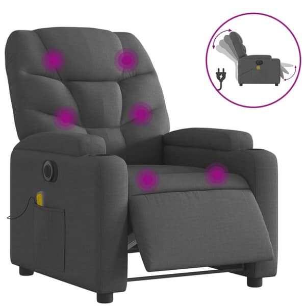 Elektrisk massagefåtölj mörkgrå tyg