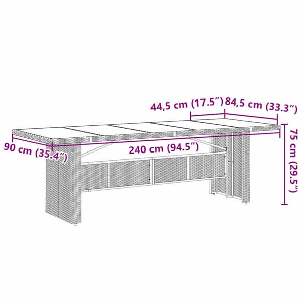 Trädgårdsmöbelset 9 pcs Svart konstrotting