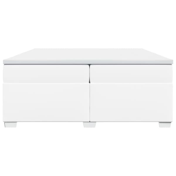 Ramsäng med madrass vit 200x200 cm konstläder