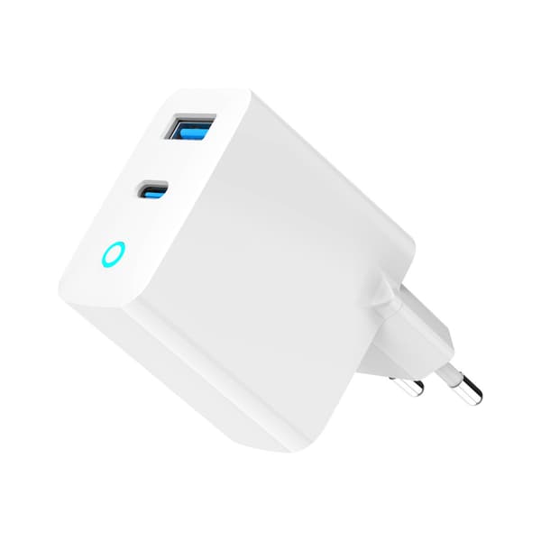 Gembird strömadapter - GaN, LED - USB-C, USB typ A - 65 watt
