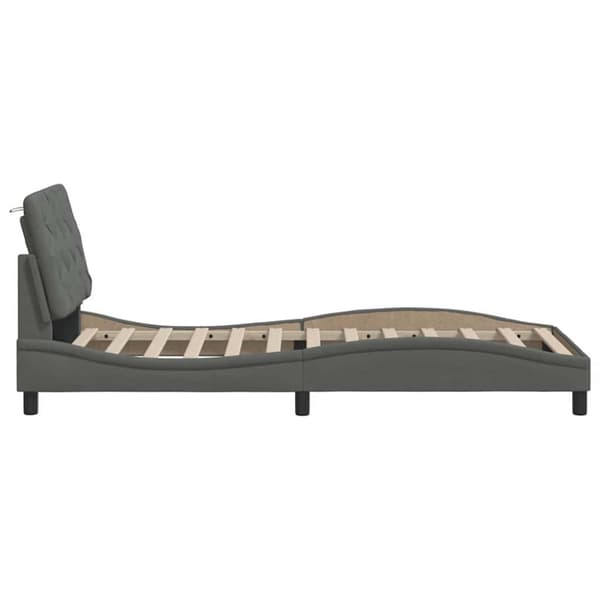 Bed Frame without Mattress Dark Grey 90x190 cm Fabric
