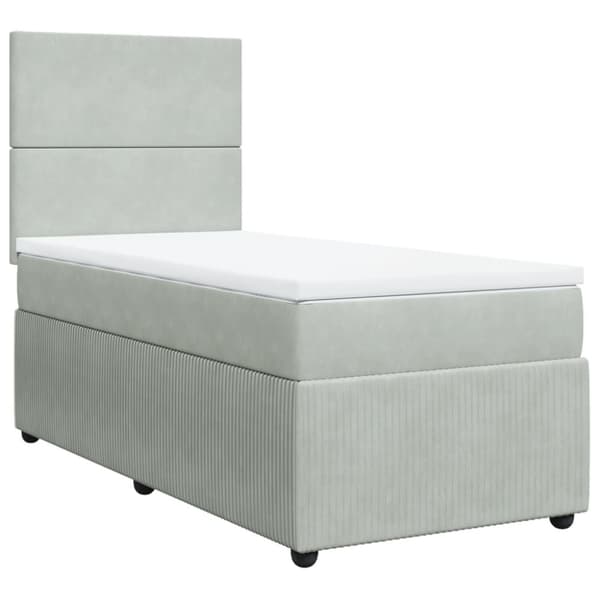 Ramsäng med madrass ljusgrå 90x200 cm sammet
