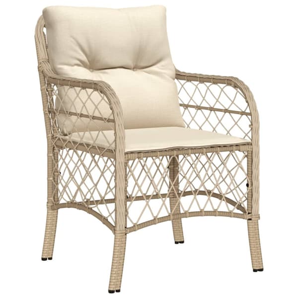 Bistrogrupp med dynor 3 delar beige konstrotting