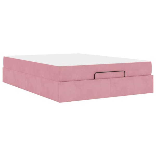 Sängram med madrass 2 pcs Rosa Sammet