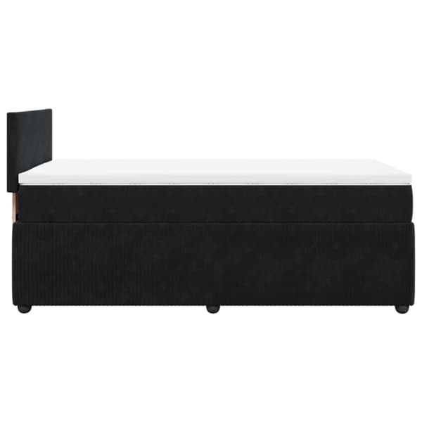 Ramsäng med madrass svart 100x200 cm sammet