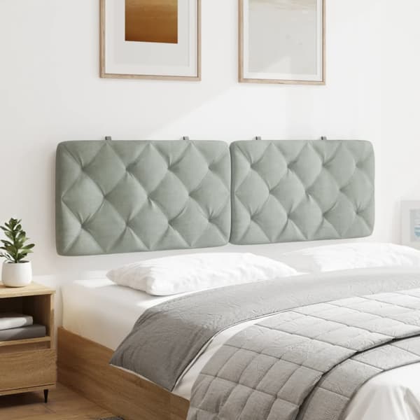 Headboard Cushion Light Grey 160 cm Velvet