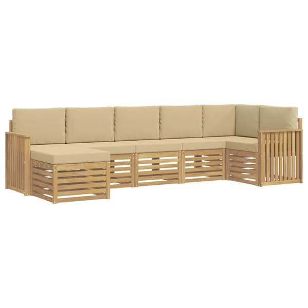 Utomhussoffset 7 pcs Vit och Beige