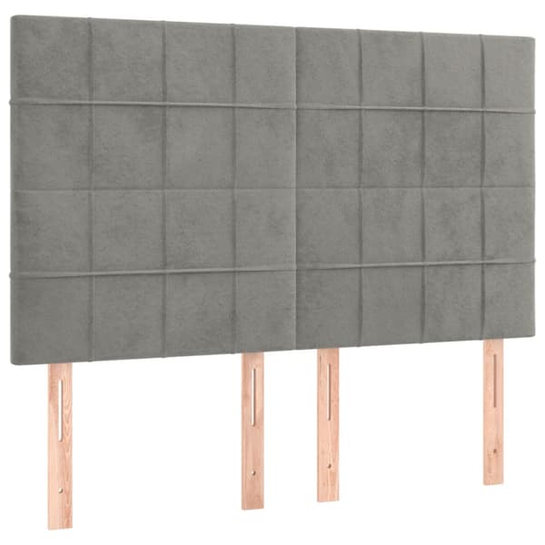 Ramsäng med madrass ljusgrå 140x200 cm sammet