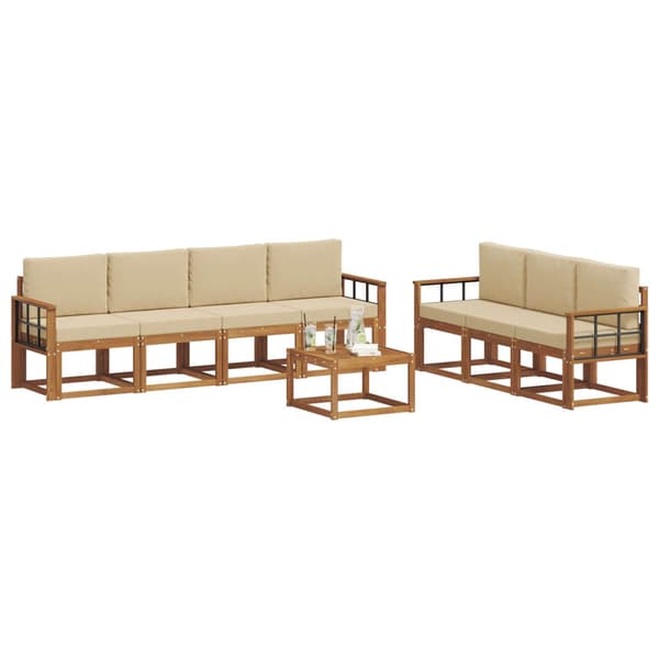 Utomhussoffset med kudde 8 pcs Naturlig och Beige