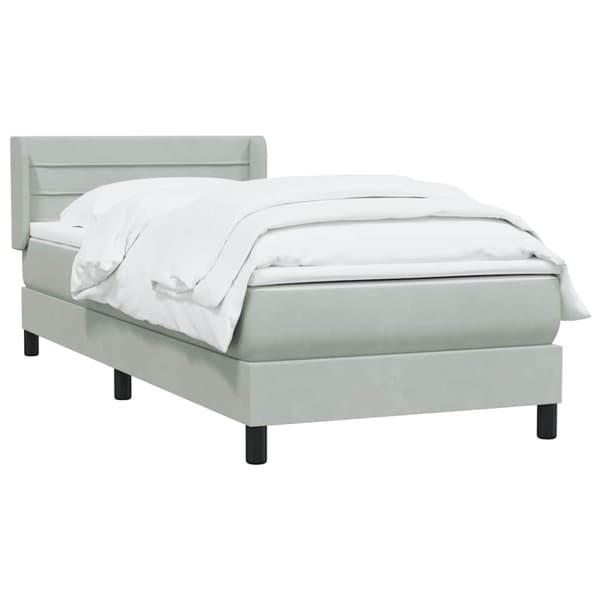 Ramsäng med madrass ljusgrå 80x210 cm sammet