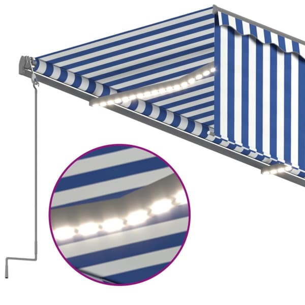 Automatiserad markis vindsensor rullgardin LED 3x2,5m blå/vit