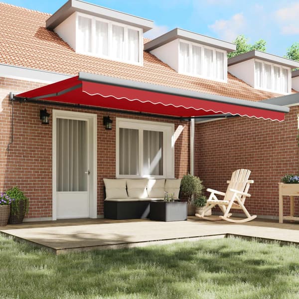 Utfällbar markis Röd 4 × 3 m Canvas och Aluminium