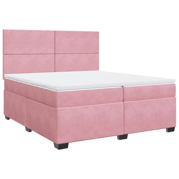 Ramsäng med madrass rosa 200x200 cm sammet