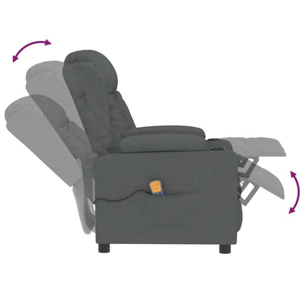 Massagefåtölj mörkgrå tyg