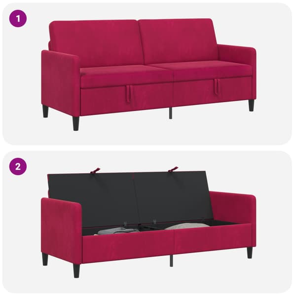 Soffa med förvaring Vinröd 192 x 78 x 87 cm Polyester