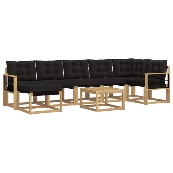 Utomhussoffset med kudde 8 pcs Vit och svart