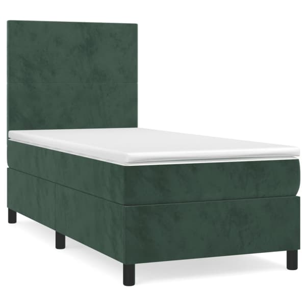 Ramsäng med madrass mörkgrön 100x200 cm sammet