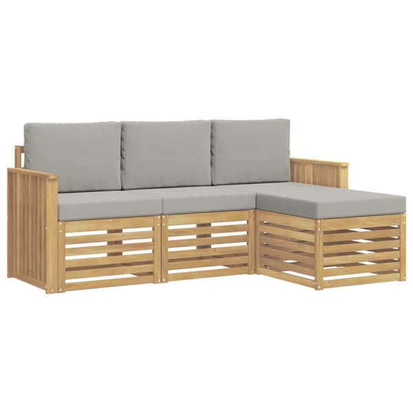 Utomhussoffset 4 pcs Vit och ljusgrå 189,5 x 122,5 x 73 cm