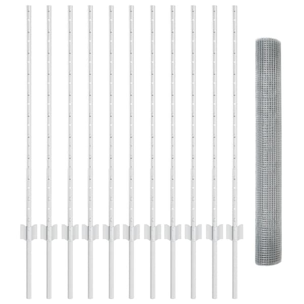 Stängsel med stolpe Silver 1 x 25 m Stål