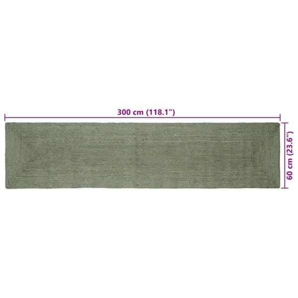 Områdesmattor Rektangulär Olivgrön 60 x 300 cm Jute