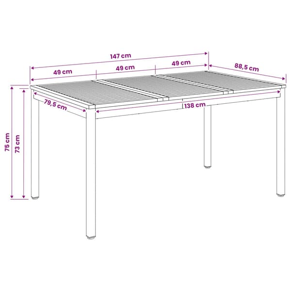Trädgårds Middagsbord Vit och svart 147 x 88,5 x 75 cm