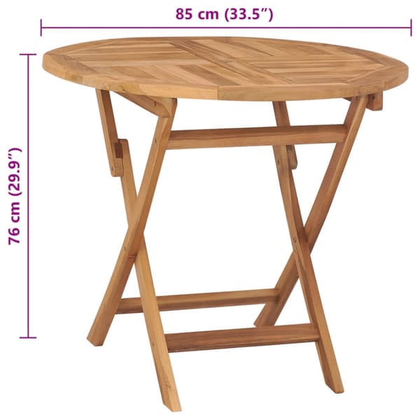 Hopfällbart trädgårdsbord 85x76 cm massiv teak