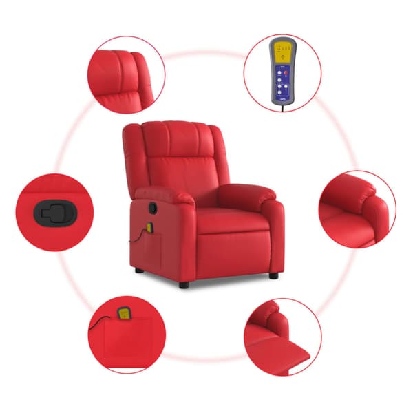 Massagefåtölj röd konstläder