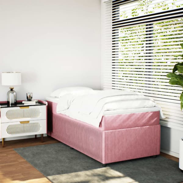 Ramsäng med madrass rosa 100x200 cm sammet