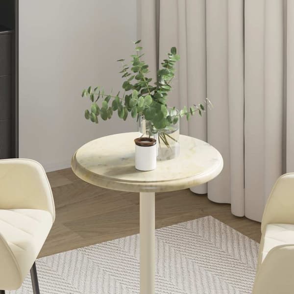Bordsskiva gräddvit Ø40x2,5 cm marmor