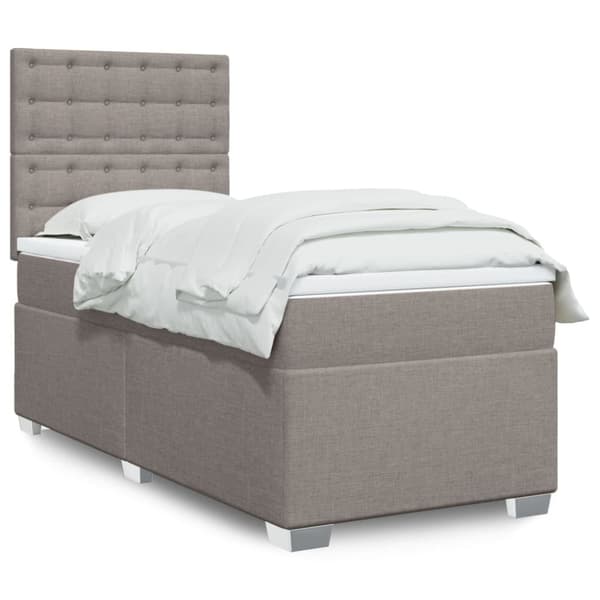 Ramsäng med madrass taupe 100x200 cm tyg