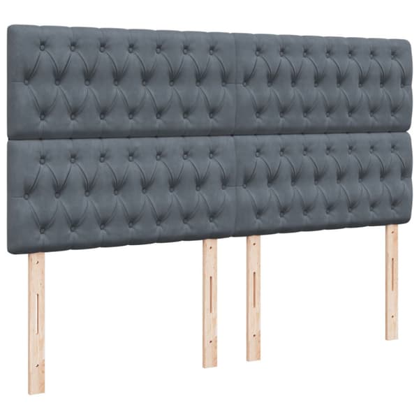 Ramsäng med madrass mörkgrå 180x200 cm sammet