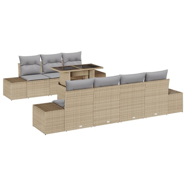 Trädgårdsoffset med kudde 8 pcs Beige och Ljusgrå