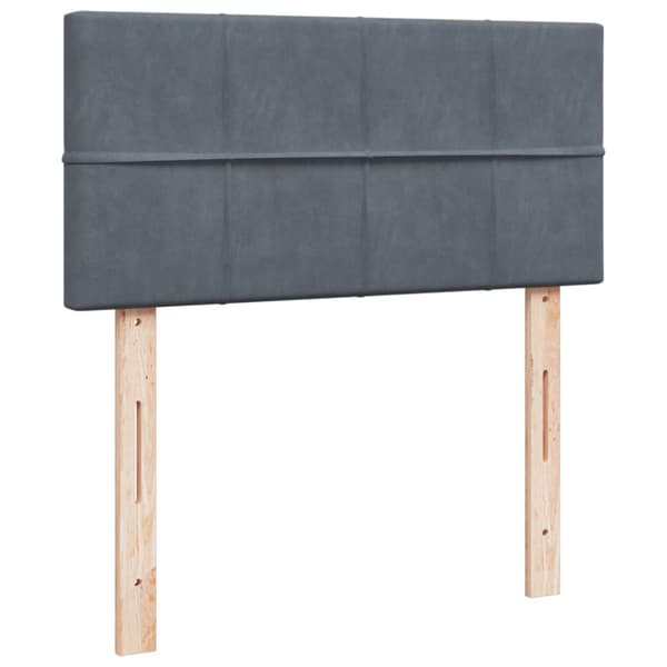 Ramsäng med madrass mörkgrå 90x190 cm sammet