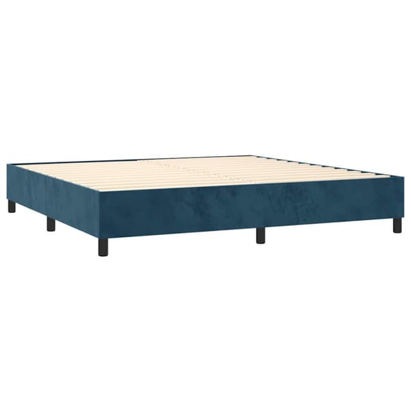 Ramsäng med madrass mörkblå 200x200 cm sammet