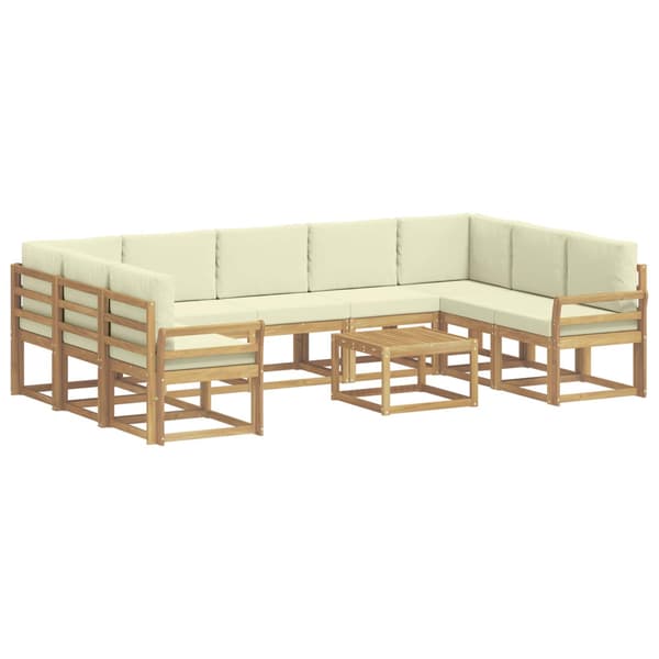 Utomhussoffset 10 pcs Vit och grädde 59 x 59 x 37 cm Polyester