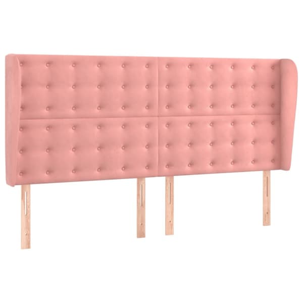 Ramsäng med madrass rosa & LED 180x200 cm sammet