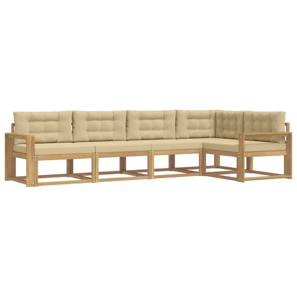 Utomhussoffset med kudde 4 pcs Vit och Beige Polyester