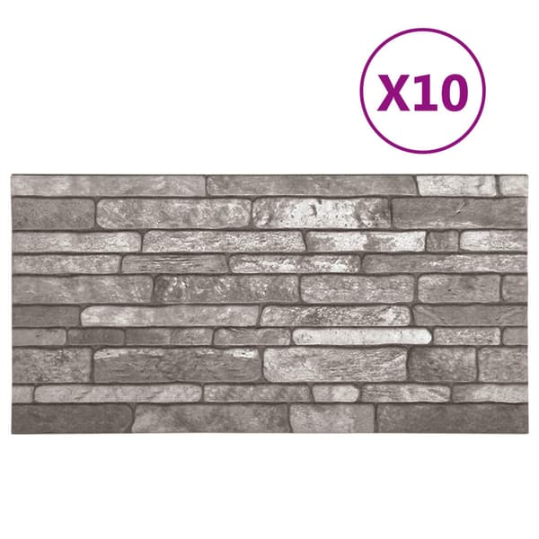 Väggpaneler 10 pcs Mörkgrå 100 x 50 cm EPS Skum