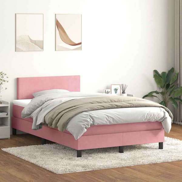 Ramsäng med madrass rosa 120x220 cm sammet