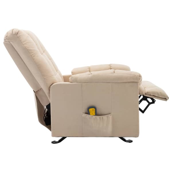 Massagefåtölj gräddvit tyg