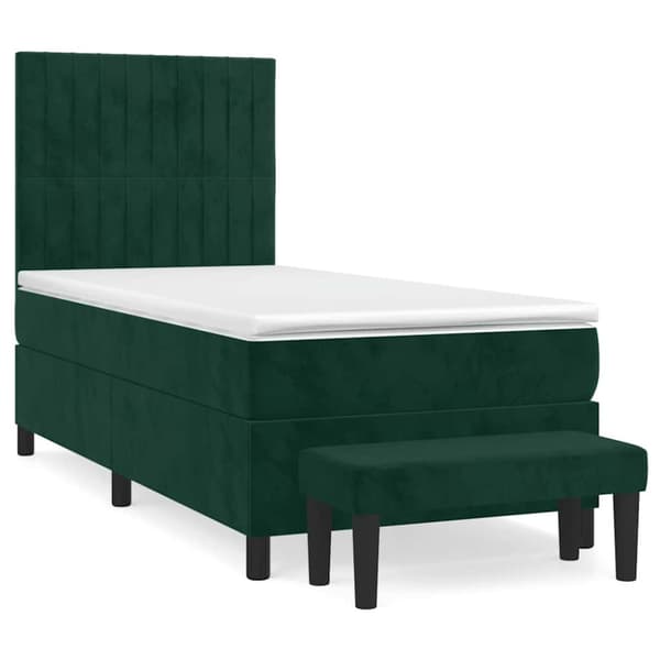 Ramsäng med madrass mörkgrön 80x200 cm sammet