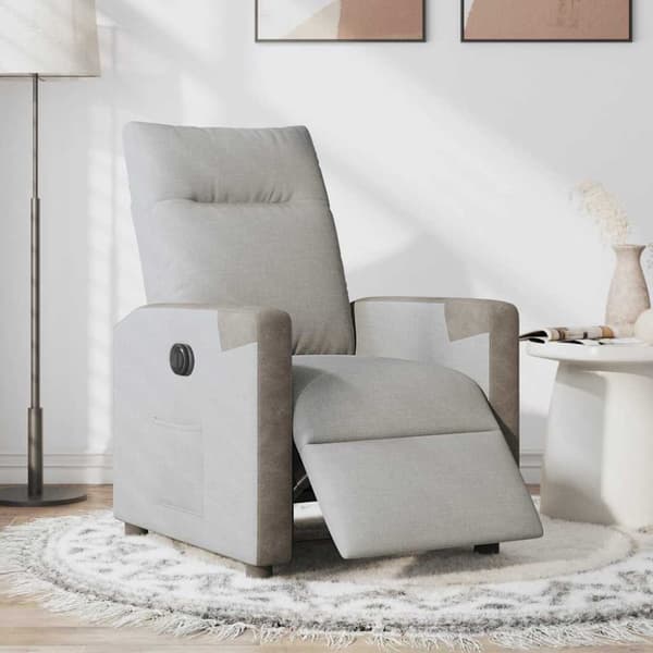 Elektrisk reclinerfåtölj molngrå tyg