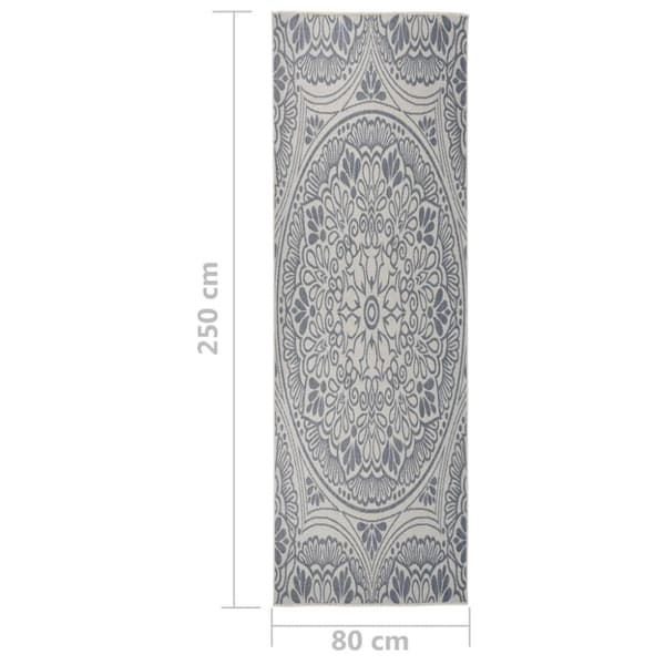 Utomhusmatta plattvävd 80x250 cm blått tryck