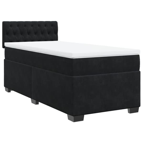 Ramsäng med madrass svart 90x190 cm sammet