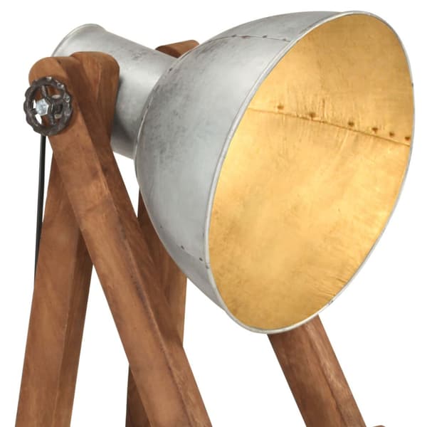 Golvlampa silver E27 massivt mangoträ