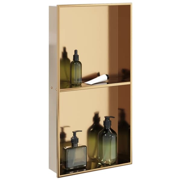 Duschnisch borstad guld 32x62x9 cm rostfritt stål