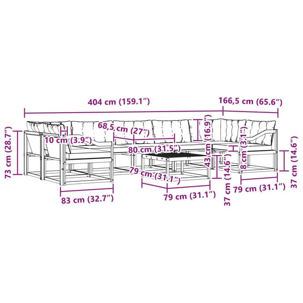 Utomhussoffset 8 pcs Vit och grädde 79 x 79 x 37 cm